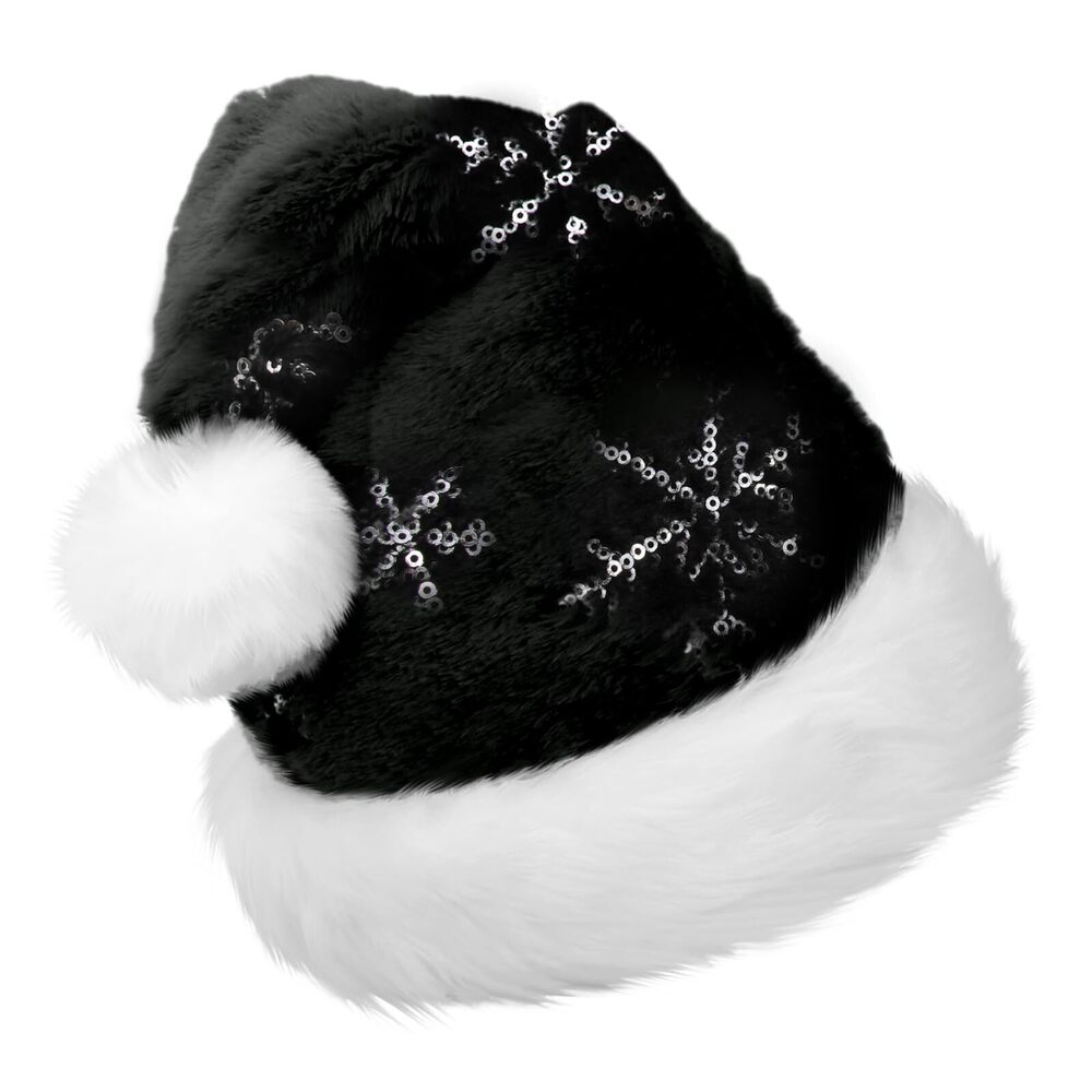 9964 "Soft Comfort Plush Christmas Hat, Unisex Santa Hat with Silver